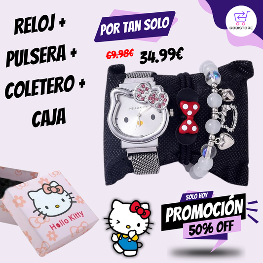 Reloj, Pulsera y Coletero HelloKitty