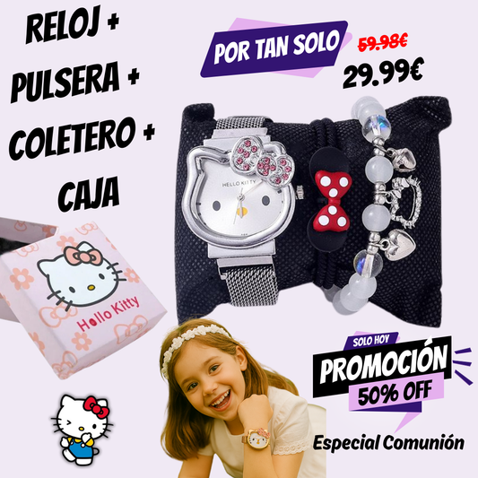 Reloj, Pulsera y Coletero HelloKitty